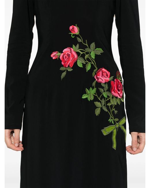 Vivetta Black Floral Embroidered Midi Dress
