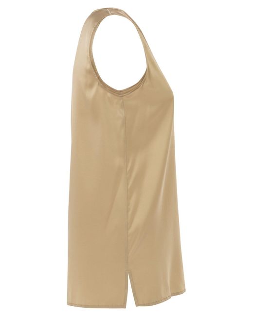 Antonelli Natural Sleeveless Silk Stretch Top