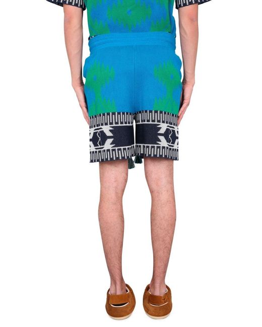Alanui Blue Piquet Bermuda for men