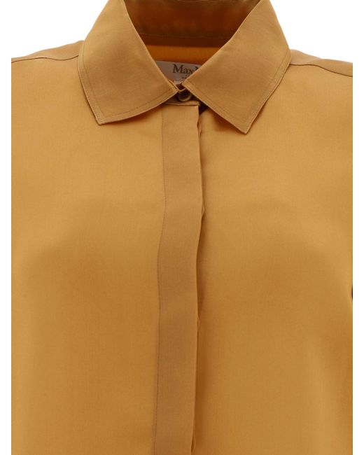 "Nola" Silk Organza Shirt Max Mara en coloris Brown