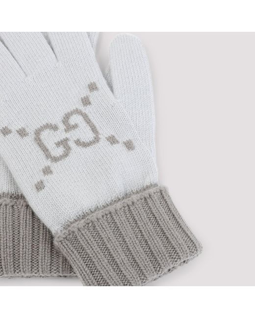 Gucci White Gg Strickhandschuhe