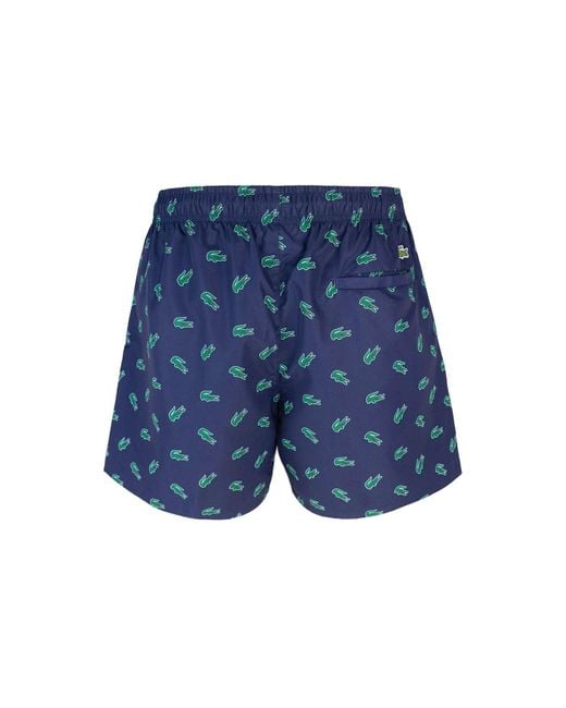 Lacoste Blue Costume Blu Con Stampa Coccodrillo