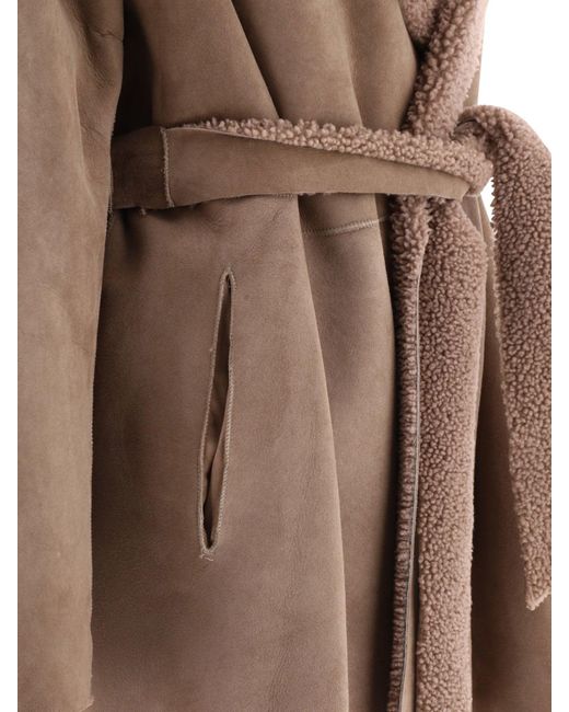 Leather et Shearling Jacket Salvatore Santoro en coloris Brown