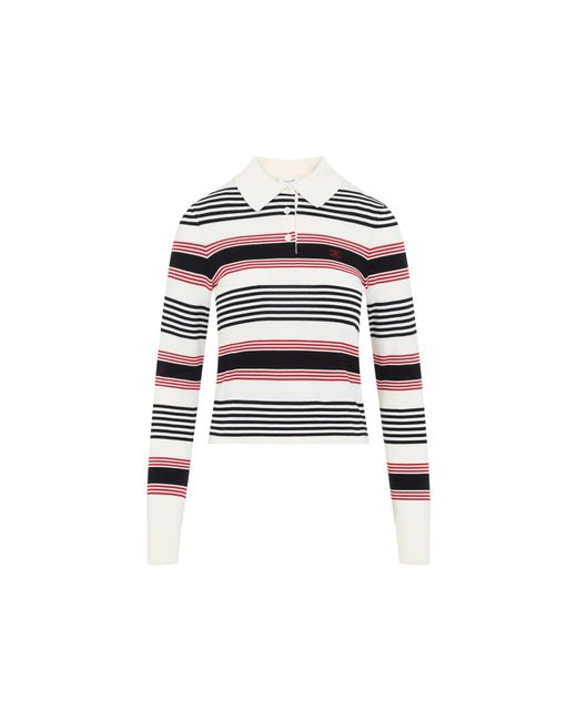 Céline White Cotton Polo Sweater