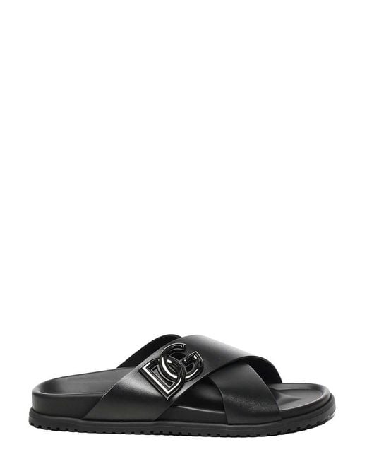Dolce & Gabbana Black Calfskin Sandal for men