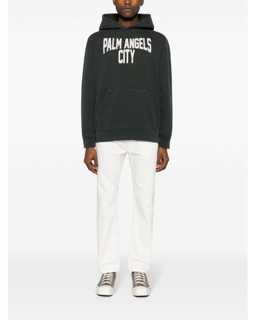 Palm Angels White Logo-Embossed Straight Jeans for men