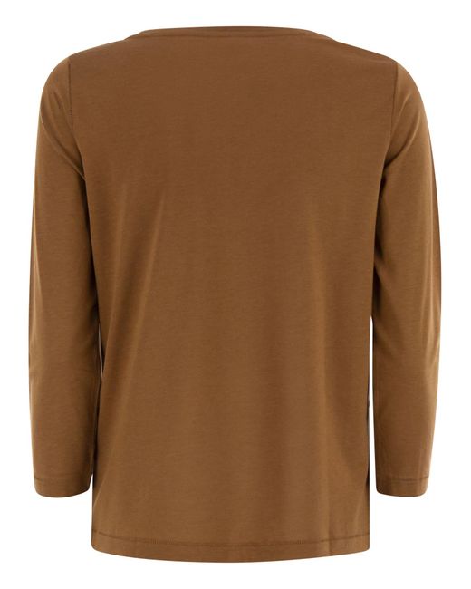 Majestic Brown T-Shirt With 3/4 Sleeves