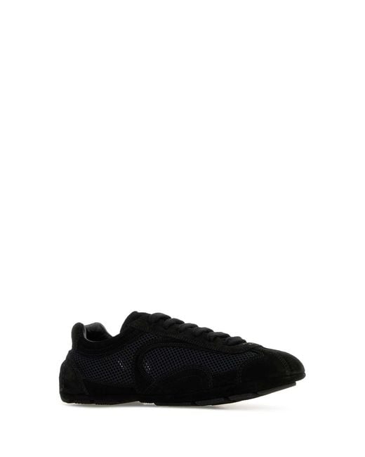Prada Black Suede And Mesh Montecarlo Sneakers