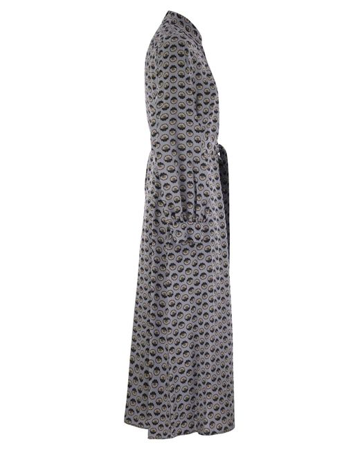 Weekend by Maxmara Gray Narvel Printed Silk Shirt Dress