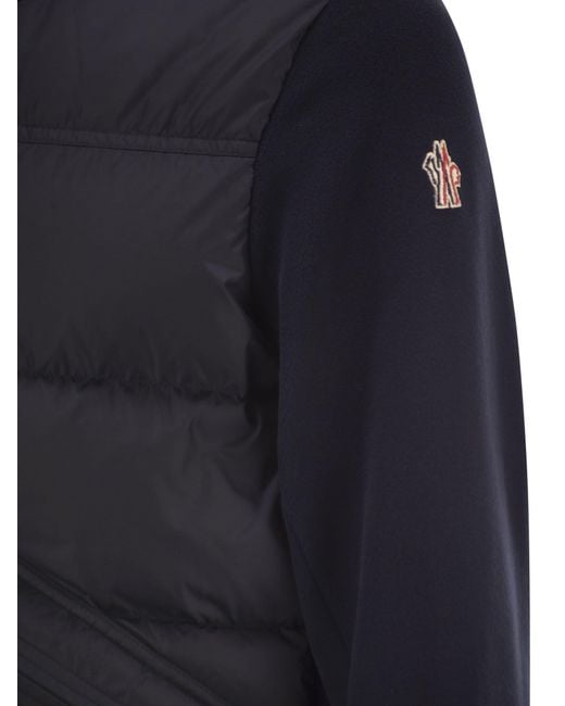 Moncler Wattierte Strickjacke mit Reißverschluss in Black für Herren