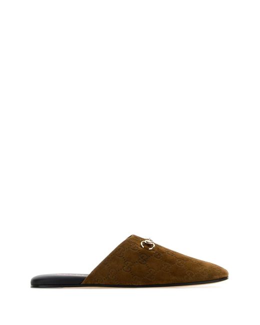 Gucci Brown Camel Suede Slippers