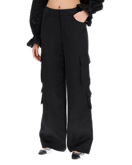 Pantaloni da carico in raso auto -ritratto per gli uomini di Self-Portrait in Black