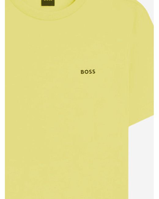 Boss Yellow Stretch Cotton T Shirt With Logo for men