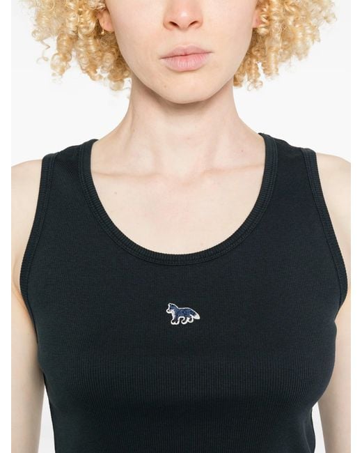 Maison Kitsuné Black Baby Fox Ribbed Tank Top