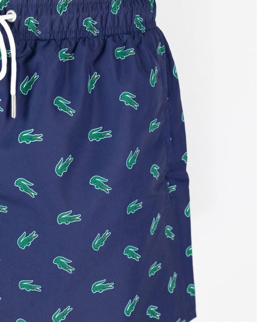 Lacoste Blue Costume Blu Con Stampa Coccodrillo