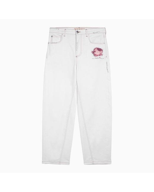 Marni White Jeans With Logo Application