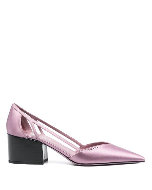 Prada Pink Satin Cut Out Pumps