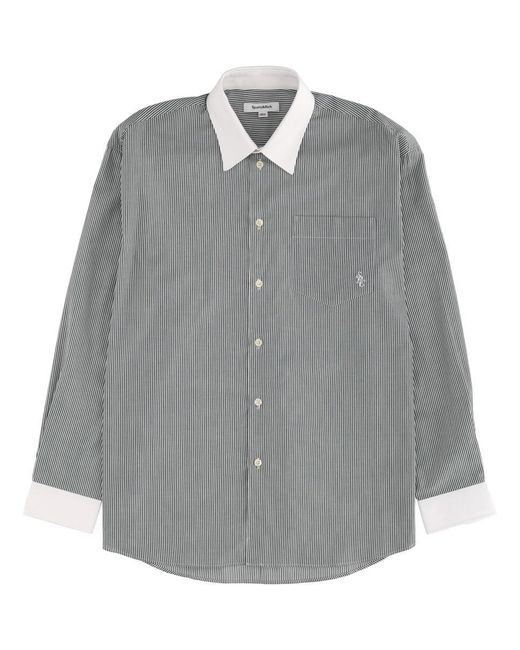 SPORTY&RICH Gray Logo Striped Shirt
