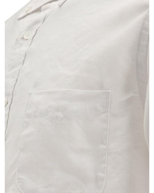 Beams Plus Stralen Plus Linnen Shirt Met Borstzak in het White voor heren