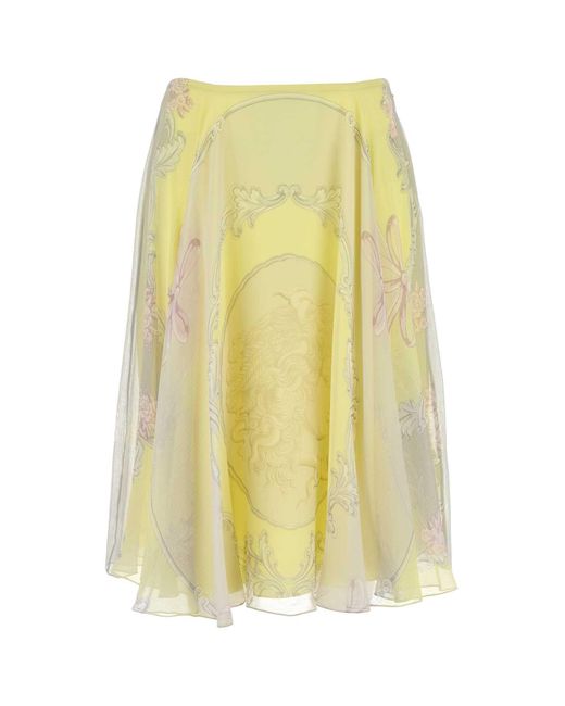 Versace Yellow Skirt With Medusa Cameo Print
