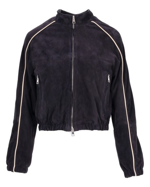 LA ROSE Blue Suede Bomber