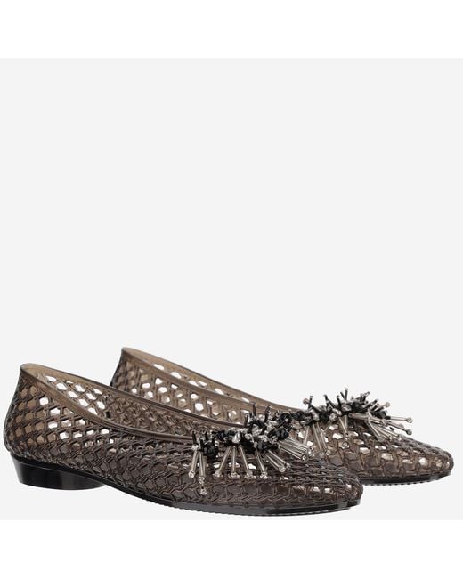 HEAVENLY JELLY Black Transparent Ballerina Flats With Decoration
