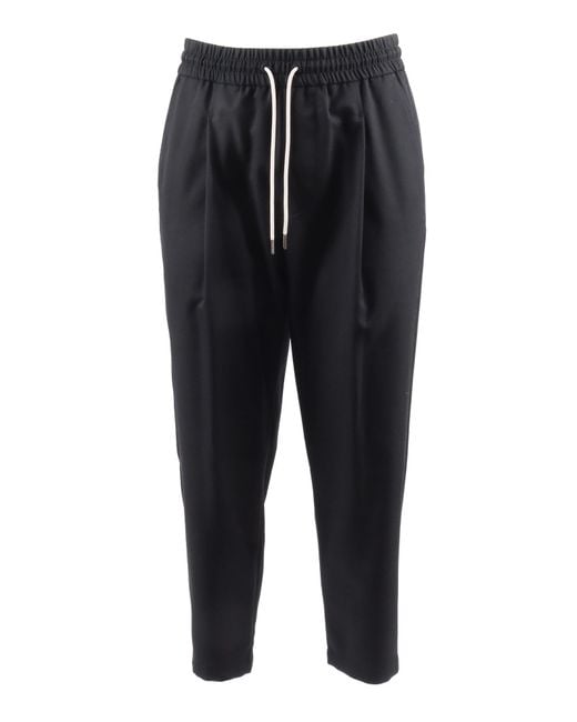 Drole de Monsieur Black Cropped Pants Virgin Wool Polyester for men