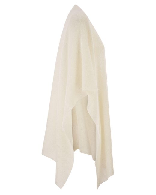 Fabiana Filippi Natural Offener Umhang von aus Mohair und Alpaka mit Mikropailletten