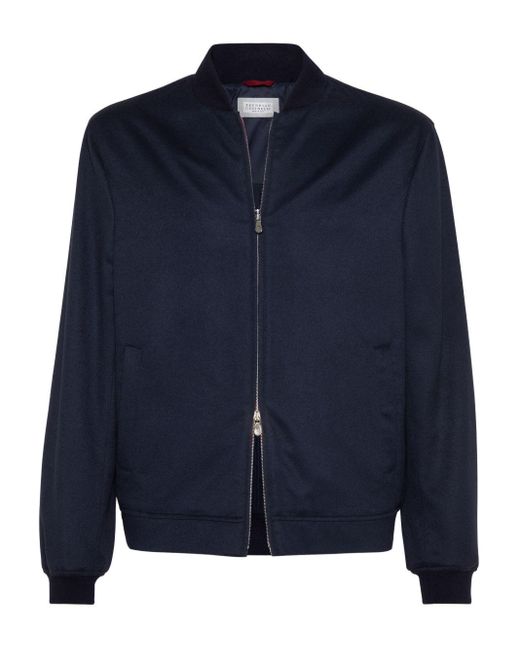 Brunello Cucinelli Kasjmier Bomberjack in het Blue voor heren