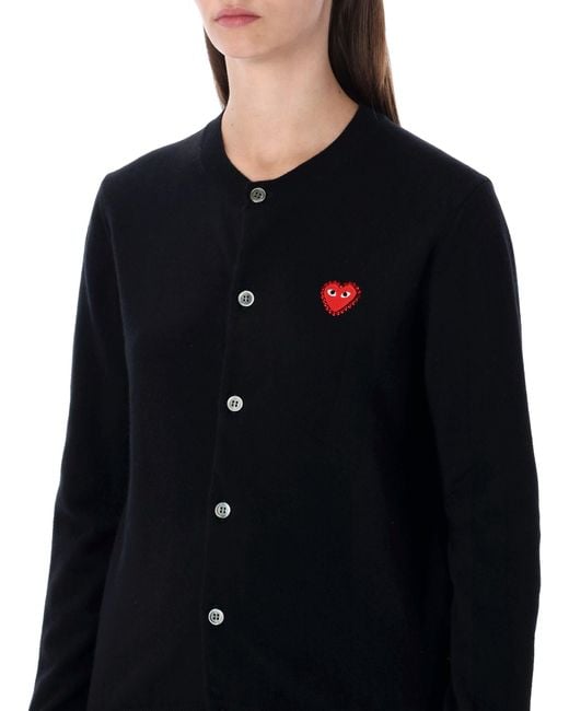 COMME DES GARÇONS PLAY Black Wool Cardigan With Crystal Heart