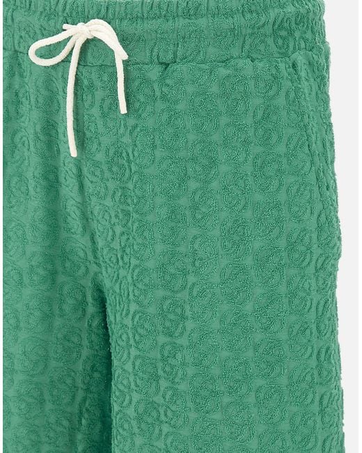 Drole de Monsieur Grüne Monogramm-Frottee-Shorts in Green für Herren