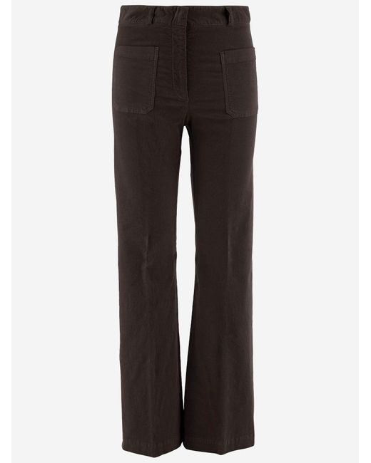 QL2 Donna Black Stretch Cotton Velvet Pants