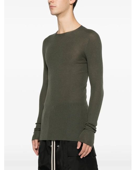 Rick Owens Green Ribbed Wool Sweater for men
