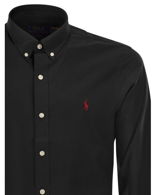 Polo Ralph Lauren Black Slim Fit Stretch Poplin Shirt for men