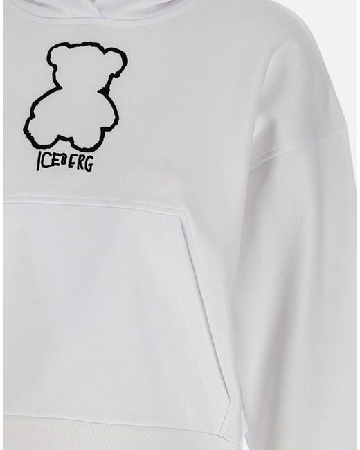 Sudadera con capucha de algodón blanco con bolsillo Iceberg de color White