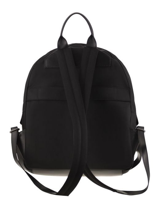 Kiton Black Technical Fabric Backpack With Logo for men