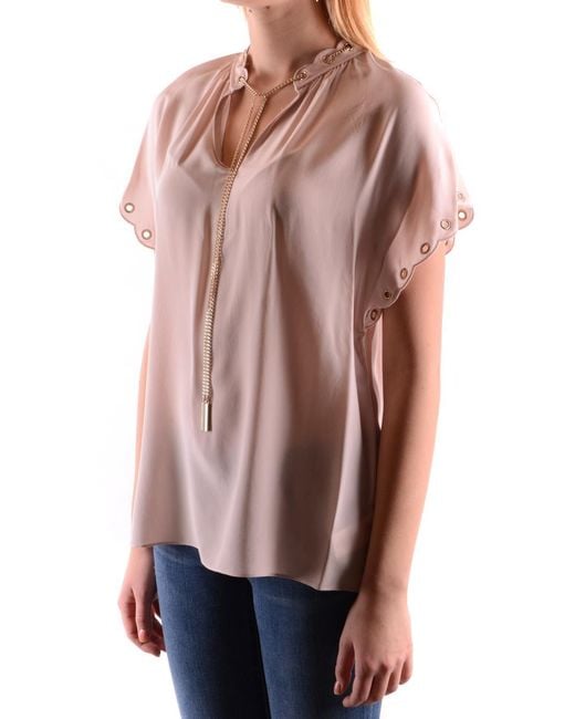 Michael Kors Pink Silk Blouse With Flutter Sleeves
