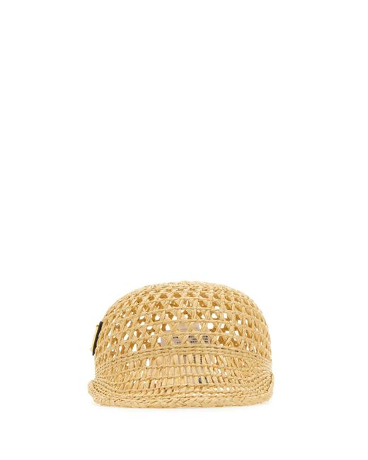 Prada Metallic Raffia Hat