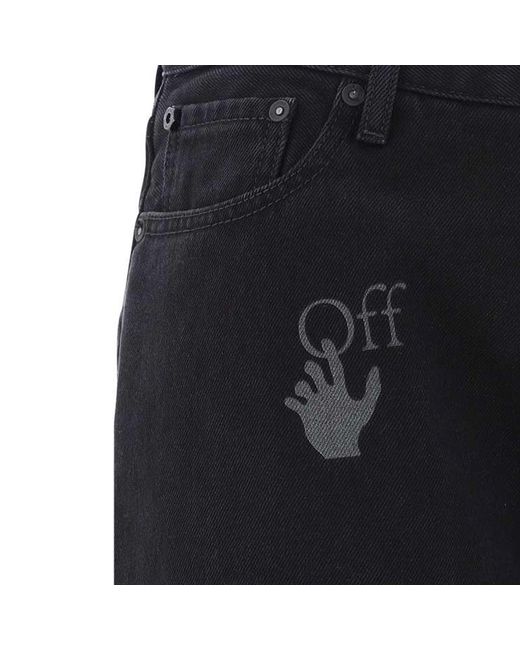 Off-White c/o Virgil Abloh Black Cotton Logo Denim Jeans for men