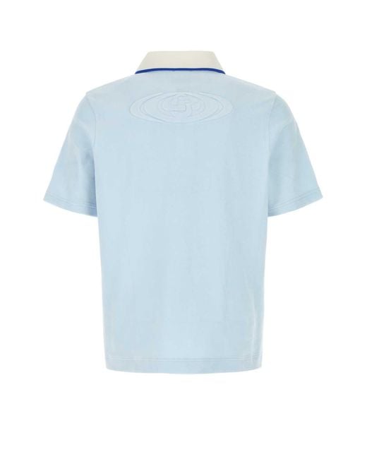 Casablanca Blue Pastel Velvet Polo Shirt