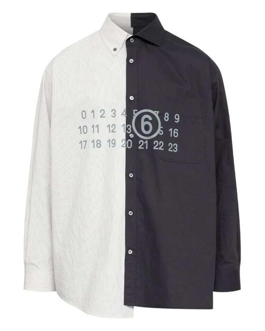 MM6 by Maison Margiela Blue Two-tone Long-sleeved Shirt for men