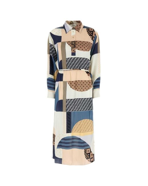 Fendi Multicolor Patchwork Silk Dress