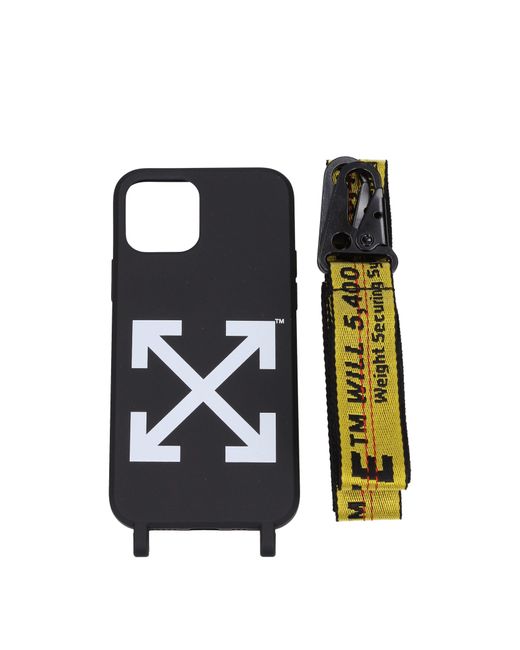 Off-White c/o Virgil Abloh Gebroken Witte Iphone-deur Iphone 12 Man Polyurethaan Zwart in het Black