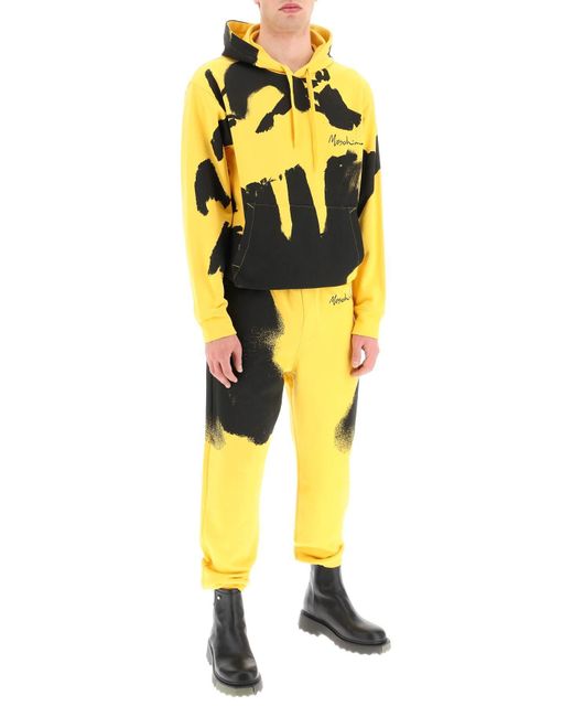 Graphic Print Jogger Pantalon avec logo Moschino pour homme en coloris Yellow