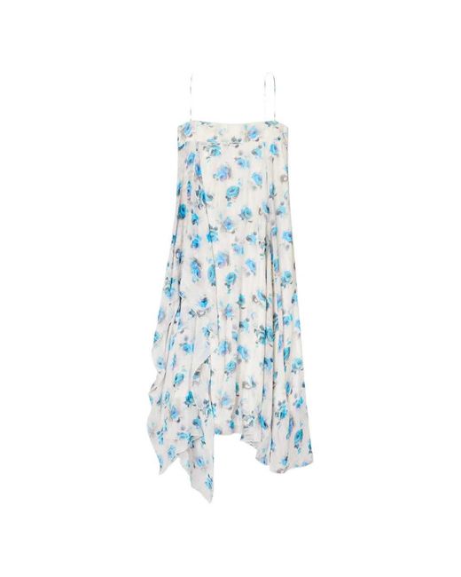 Tory Burch Bedrukte Zijden Jurk in het Blue