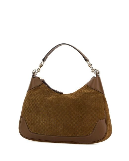 Gucci Brown Suede Medium B Shoulder Bag