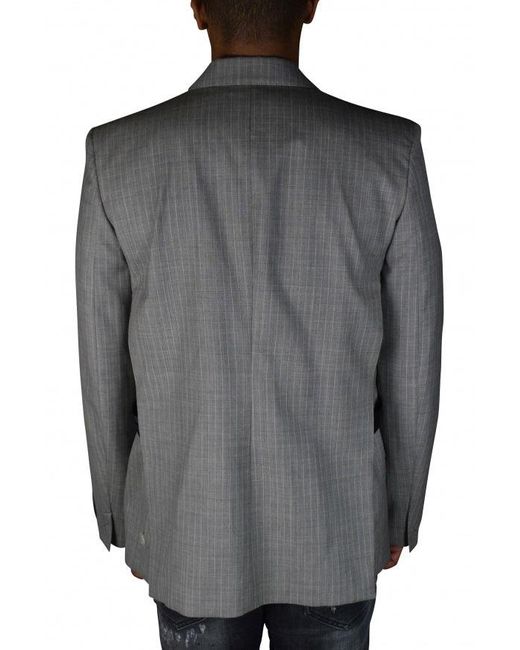 Off-White c/o Virgil Abloh Gray Pinstriped Wool Blazer With Signature Detail