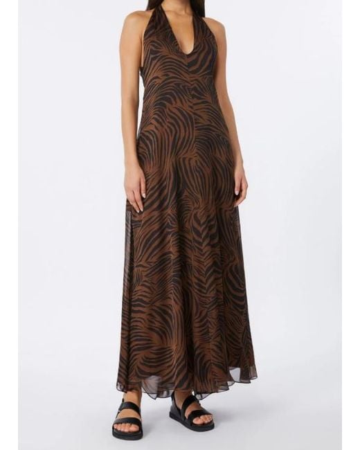 Max Mara Brown Printed Silk Chiffon Dress
