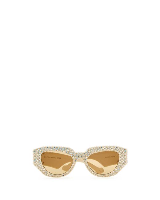 Gucci Natural Embellished Acetate Sunglasses
