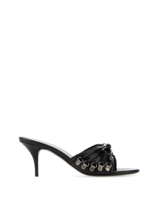 Balenciaga Black Leather Cagole Mules